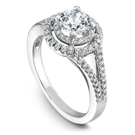 Anello Di Fidanzamento Con Vero Diamante Rotondo Gambo Diviso 4 Carati Oro Bianco 14K