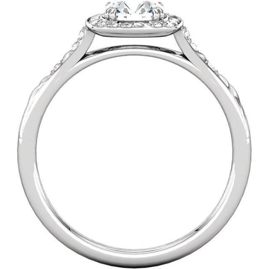 Anello Di Fidanzamento Con Vero Diamante Rotondo Halo 1.67 Carati In Oro Bianco 14K