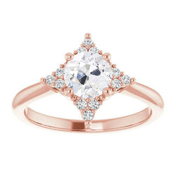 Anello Di Fidanzamento Con Vero Diamante Rotondo Vecchio Minatore Gioielli Stile Aquilone 3 Carati
