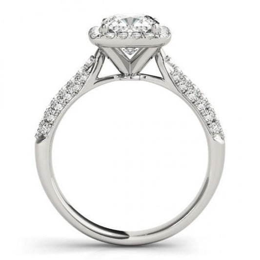 Anello Di Fidanzamento Con Vero Diamante Scintillante A Cuscino Da 2 Carati In Oro Massiccio 14K