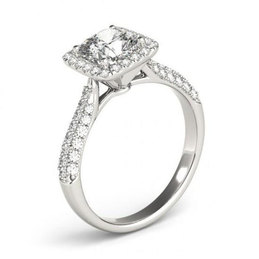 Anello Di Fidanzamento Con Vero Diamante Scintillante A Cuscino Da 2 Carati In Oro Massiccio 14K