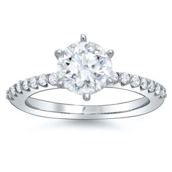 Anello Di Fidanzamento Con Vero Diamante Scintillante Da 2.30 Carati In Oro Bianco 14K