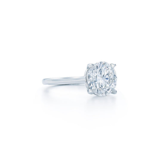 Anello Di Fidanzamento Con Vero Diamante Solitario A Taglio Rotondo Da 3 Carati In Oro Bianco 14K