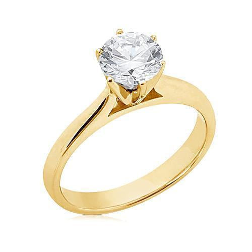 Anello Di Fidanzamento Con Vero Diamante Solitario Oro Giallo 1.5 Ct.