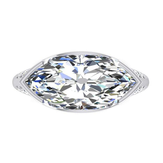 Anello Di Fidanzamento Con Vero Diamante Taglio Antico Marquise V Prong Set 5,75 Carati