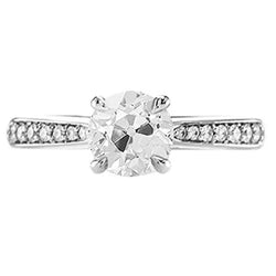 Anello Di Fidanzamento Con Vero Diamante Taglio Antico Rotondo Con Accenti In Oro 1.50 Carati