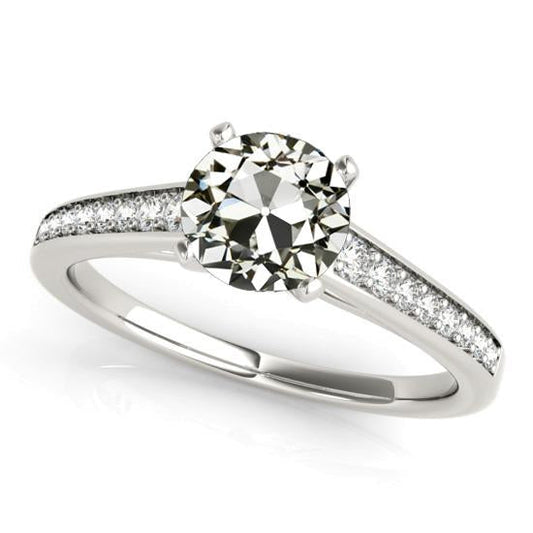 Anello Di Fidanzamento Con Vero Diamante Taglio Antico, 4 Griffe, Oro 4 Carati