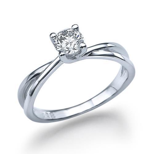 Anello Di Fidanzamento Con Vero Diamante Tondo 0,75 Carati Diamante Oro Bianco