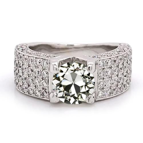 Anello Di Fidanzamento Con Vero Diamante Vecchio Minatore Multi Row Pave Set Accenti 4 Carati