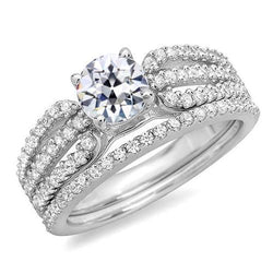 Anello Di Fidanzamento Con Vero Diamanti Rotondi Taglio Oid 14K Gioielli In Oro 5,50 Carati