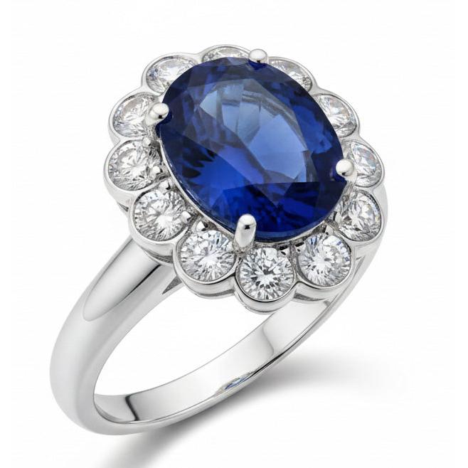 Anello Di Fidanzamento Con Zaffiri E Diamanti