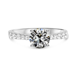 Anello Di Fidanzamento Da Donna Con Genuino Diamante A Taglio Antico Rotondo In Oro 3,50 Carati