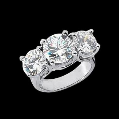 Anello Di Fidanzamento Da Donna Con Naturale Diamanti In Oro Bianco Con Tre Pietre Da 4 Carati Nuovo