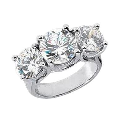 Anello Di Fidanzamento Da Donna Con Naturale Diamanti In Oro Bianco Con Tre Pietre Da 4 Carati Nuovo