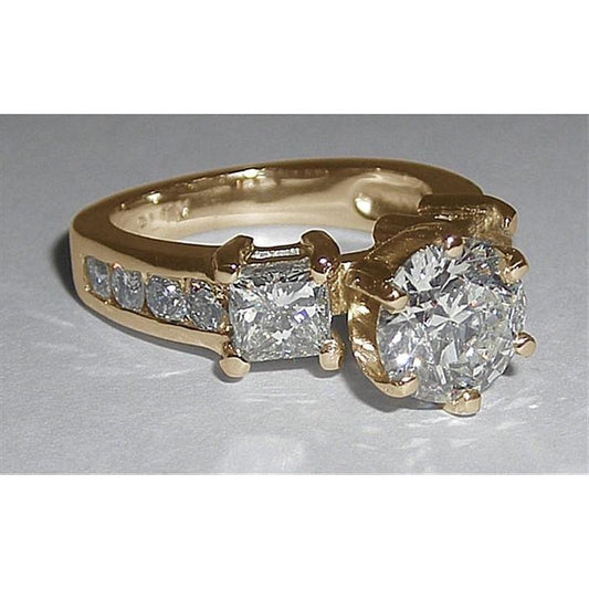 Anello Di Fidanzamento Da Donna Con Vero Diamanti 4.51 Ct. Gioielli In Oro Bianco