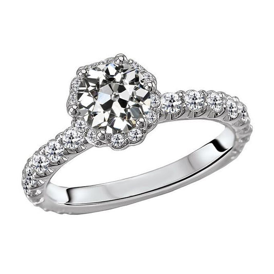 Anello Di Fidanzamento Da Donna Halo Il Giro Vecchio Minatore Vero Diamante 7 Carats