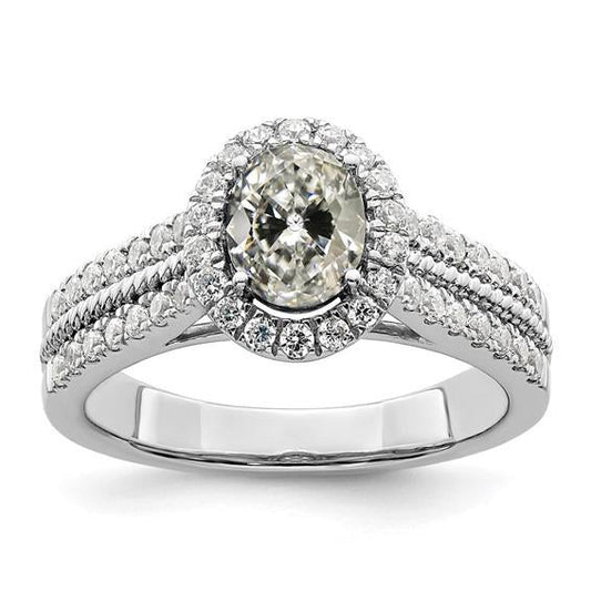 Anello Di Fidanzamento Da Donna Halo, Ovale, Vecchio Minatore, Genuino Diamante 5.50 Carati