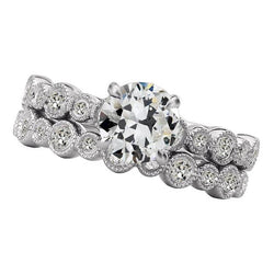 Anello Di Fidanzamento Da Donna Incastonato Con Naturale Diamanti A Taglio Antico, Stile Vintage, 5 Carati