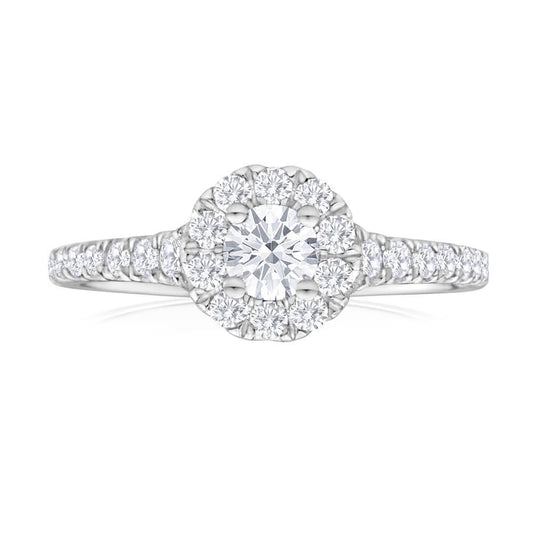 Anello Di Fidanzamento Halo Con Genuino Diamante Taglio Brillante Da 1,75 Ct, Oro Bianco 14K