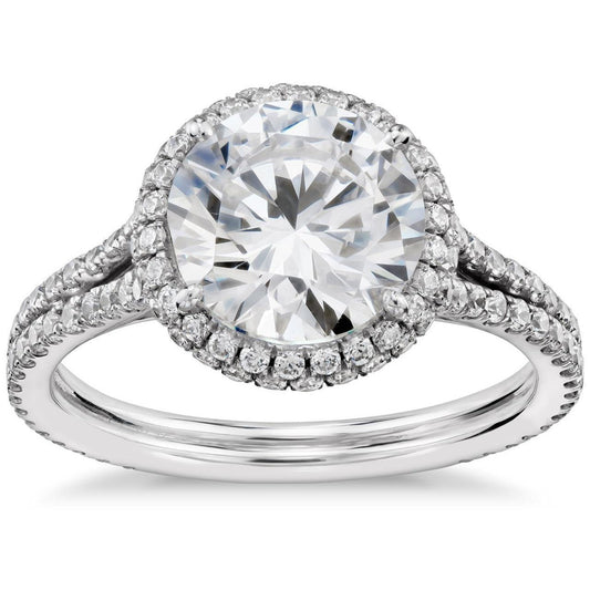 Anello Di Fidanzamento Halo Con Genuino Diamante Taglio Rotondo Da 4.23 Carati
