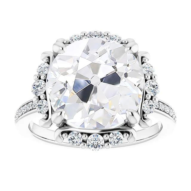 Anello Di Fidanzamento Halo Con Naturale Diamanti Taglio Antico 9,25 Carati