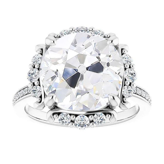 Anello Di Fidanzamento Halo Con Naturale Diamanti Taglio Antico 9,25 Carati