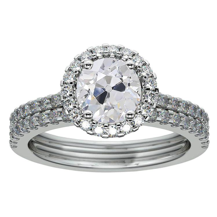 Anello Di Fidanzamento Halo Con Naturale Diamanti Taglio Vecchio Miniera Tondo 4.50 Carati
