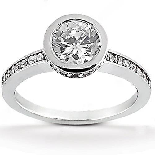 Anello Di Fidanzamento Halo Con Vero Diamanti Nascosti Da 1,55 Ct Con Accenti Femminili