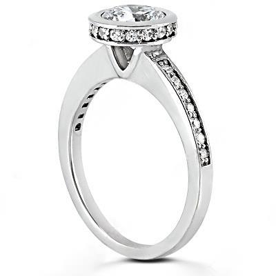Anello Di Fidanzamento Halo Con Vero Diamanti Nascosti Da 1,55 Ct Con Accenti Femminili