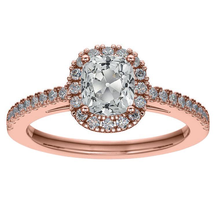 Anello Di Fidanzamento Halo Cuscino Old Mine Cut Vero Diamonds 4.75 Carati
