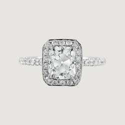 Anello Di Fidanzamento Halo Cushion Cut Old Mine Cut Vero Diamonds 3.25 Carati