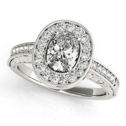 Anello Di Fidanzamento Halo Naturale Diamond Stile Vintage 1.25 Carati Solido WG 14K