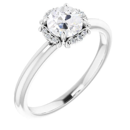 Anello Di Fidanzamento Halo Vecchio Taglio Vero Diamante 2,75 Carati Gioielli In Oro Da Donna