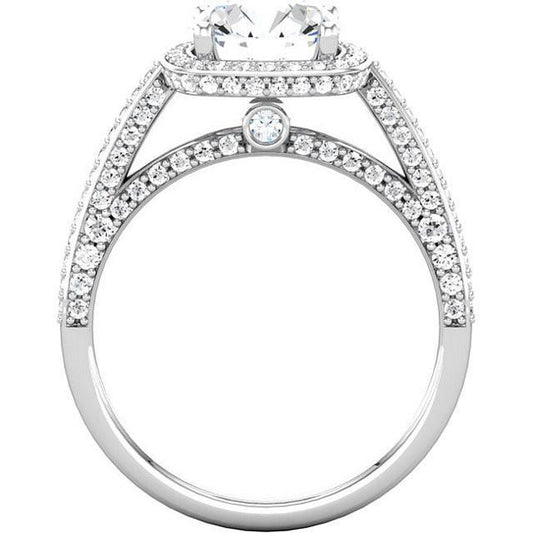 Anello Di Fidanzamento In Oro Bianco 14K . Con Naturale Diamante Tondo 2.30 Carati