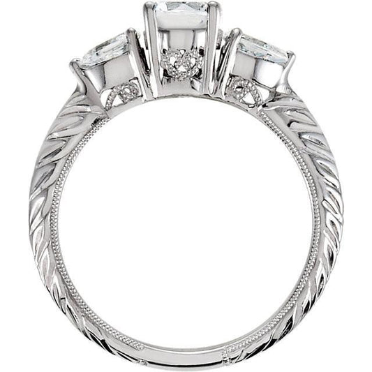 Anello Di Fidanzamento In Oro Bianco 14K Con Tre Genuino Diamanti In Pietra Da 2 Carati
