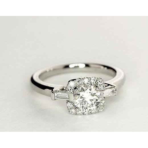 Anello Di Fidanzamento In Oro Bianco 14K Con Tre Naturale Diamanti In Pietra Da 1.35 Carati