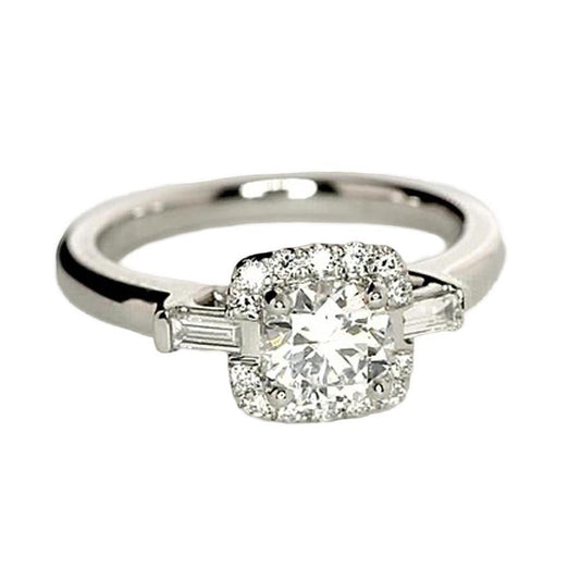 Anello Di Fidanzamento In Oro Bianco 14K Con Tre Naturale Diamanti In Pietra Da 1.35 Carati