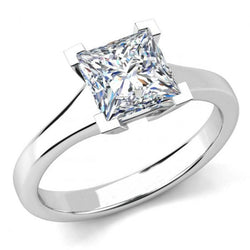 Anello Di Fidanzamento In Oro Bianco 14K Con Vero Diamante Taglio Principessa 1 Carato