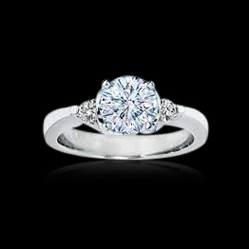 Anello Di Fidanzamento In Oro Bianco Con 3 Pietre Di Vero Diamanti Da 2.01 Carati