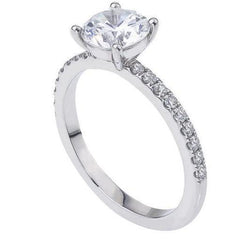 Anello Di Fidanzamento In Oro Bianco Con Genuino Diamante Taglio Rotondo Da 2,70 Ct
