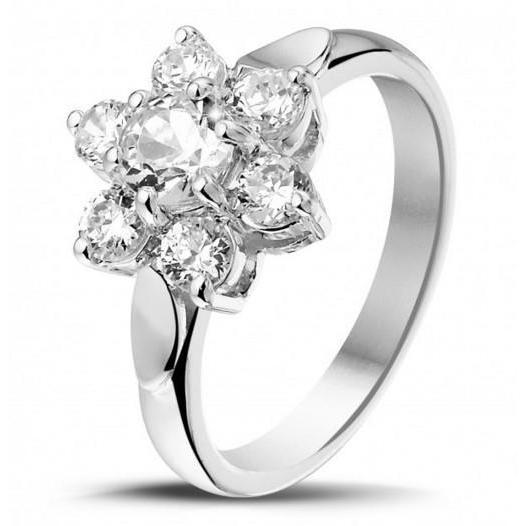 Anello Di Fidanzamento In Oro Bianco Con Genuino Diamanti Rotondi Halo Scintillante Da 3,30 Carati