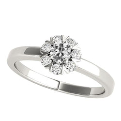Anello Di Fidanzamento In Oro Bianco Con Vero Diamante Halo Vecchio Taglio Star Style 2,25 Carati