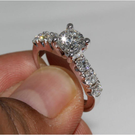 Anello Di Fidanzamento In Oro Bianco Con Vero Diamanti Da 1.85 Carati