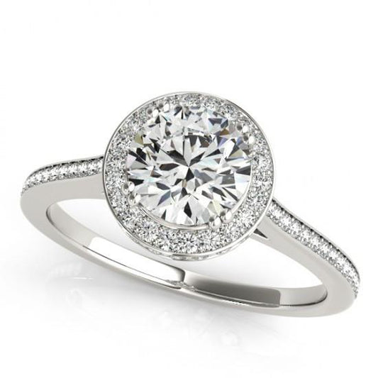 Anello Di Fidanzamento In Oro Bianco Massiccio 14K Con Genuino Diamanti Rotondi Halo Da 2.25 Carati