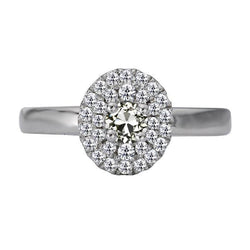 Anello Di Fidanzamento In Oro Con Vero Diamanti A Taglio Antico Rotondo Halo 4 Carati