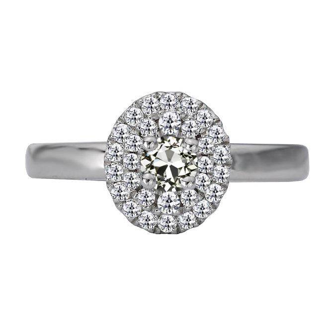 Anello Di Fidanzamento In Oro Con Vero Diamanti A Taglio Antico Rotondo Halo 4 Carati