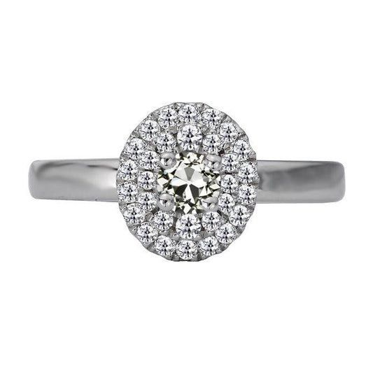 Anello Di Fidanzamento In Oro Con Vero Diamanti A Taglio Antico Rotondo Halo 4 Carati
