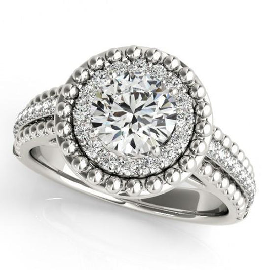 Anello Di Fidanzamento In Stile Antico Con Genuino Diamante 2 Carati In Oro Bianco 14K