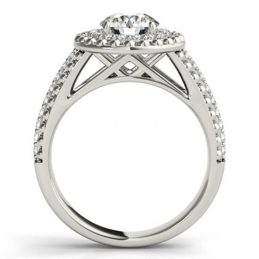 Anello Di Fidanzamento In Stile Antico Con Genuino Diamante 2 Carati In Oro Bianco 14K