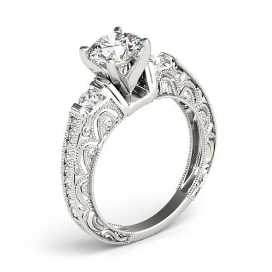 Anello Di Fidanzamento In Stile Antico Con Vero Diamante Da 1.50 Carati Con Accenti